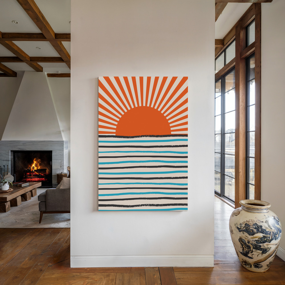 Toile - Red Sun and Sea au coin du feu