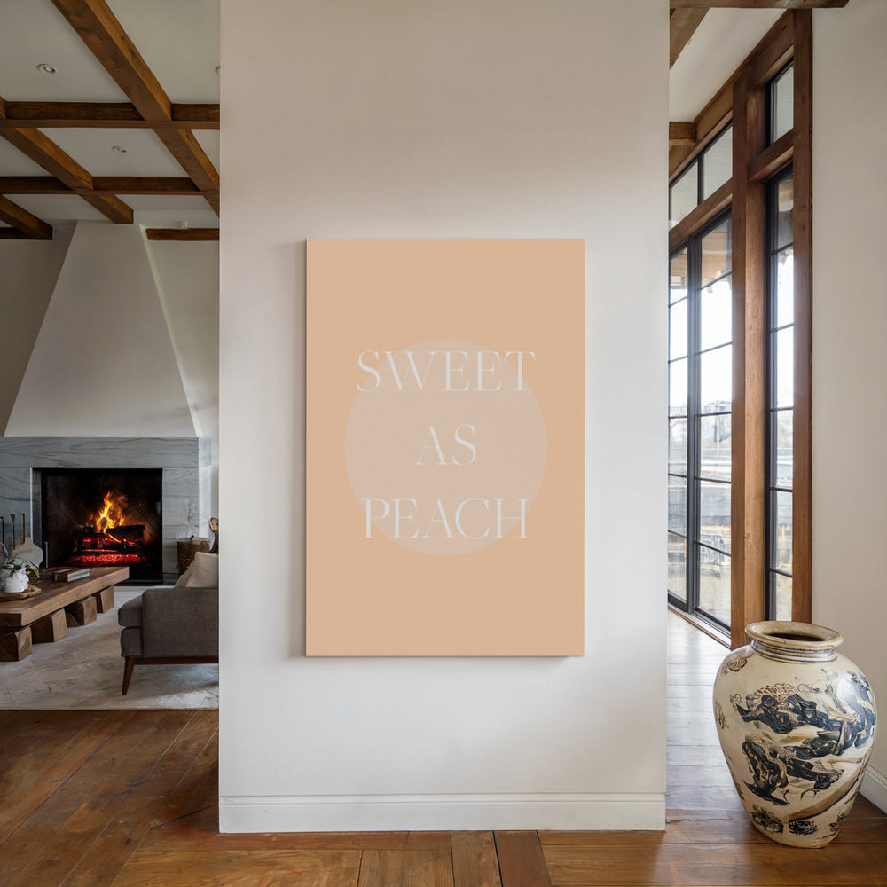 Lienzo - Sweet As Peach Illustrated Text Póster - junto a la chimenea