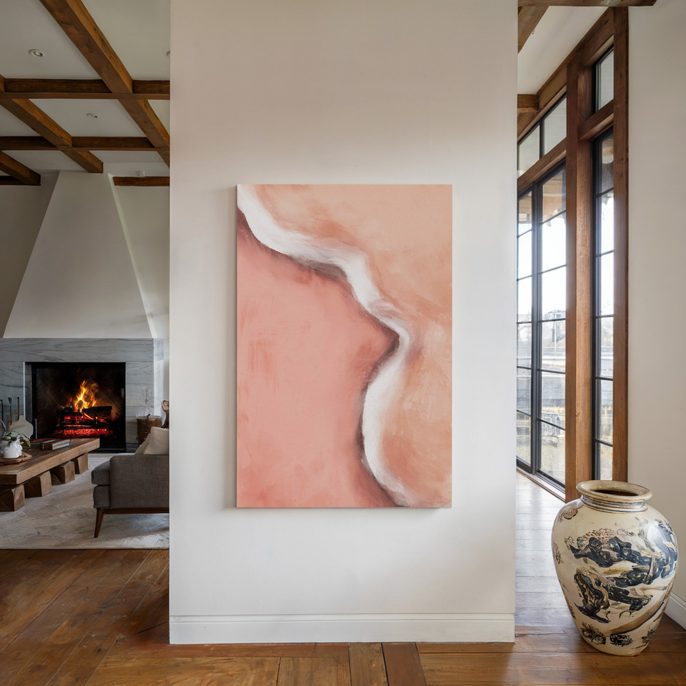 Canvas print - Peachy Wave by the fireplace