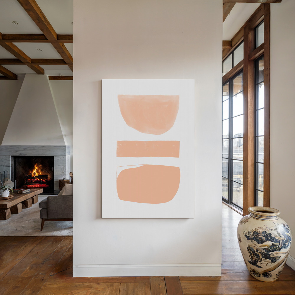 Stampe su tela - Abstract Shapes Peach accanto al camino
