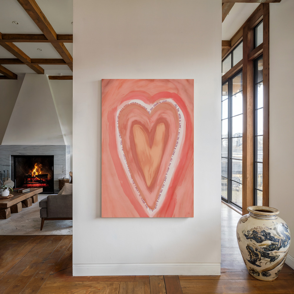 Canvas print - All You Need Is Love by the fireplace