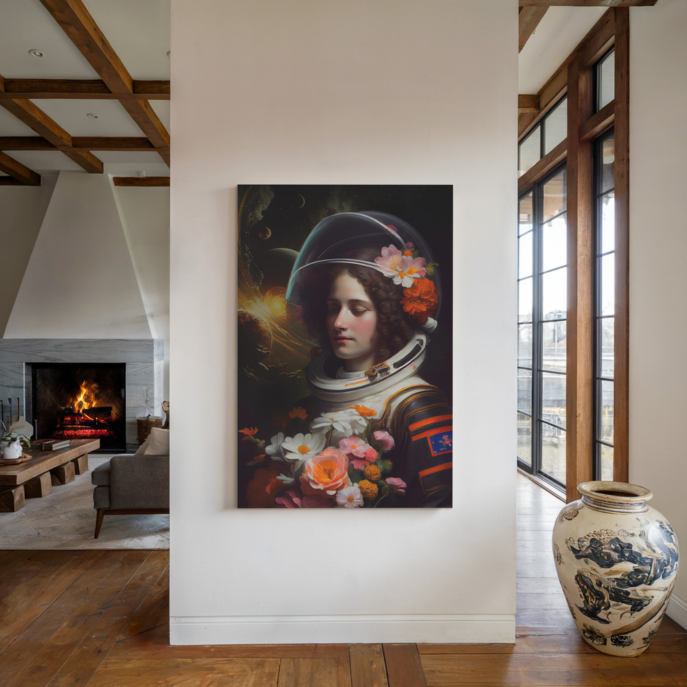 Canvas print - Astronaut Beauty by the fireplace