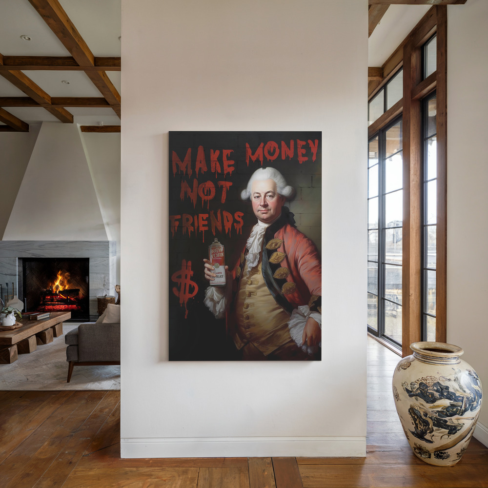 Canvas print - Make Money Not Friends by the fireplace
