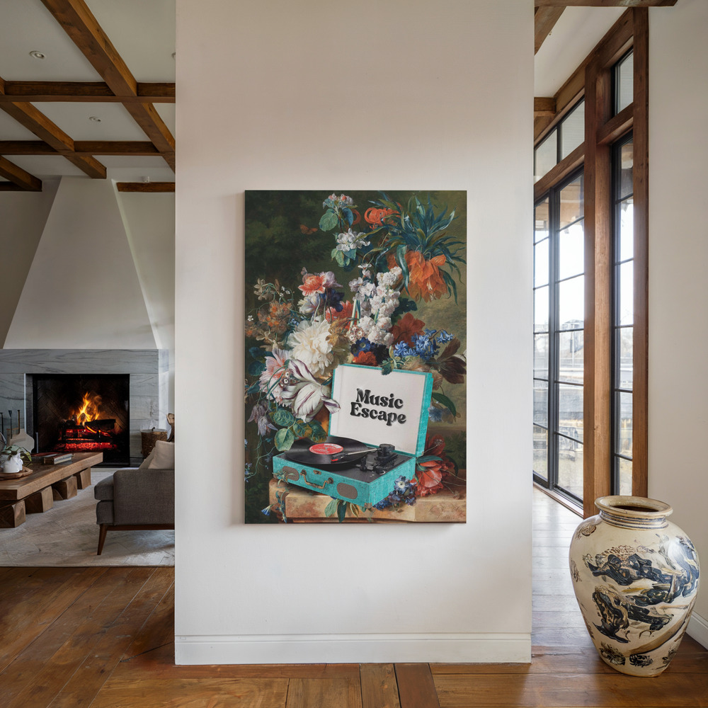 Canvas print - Music Escape by the fireplace