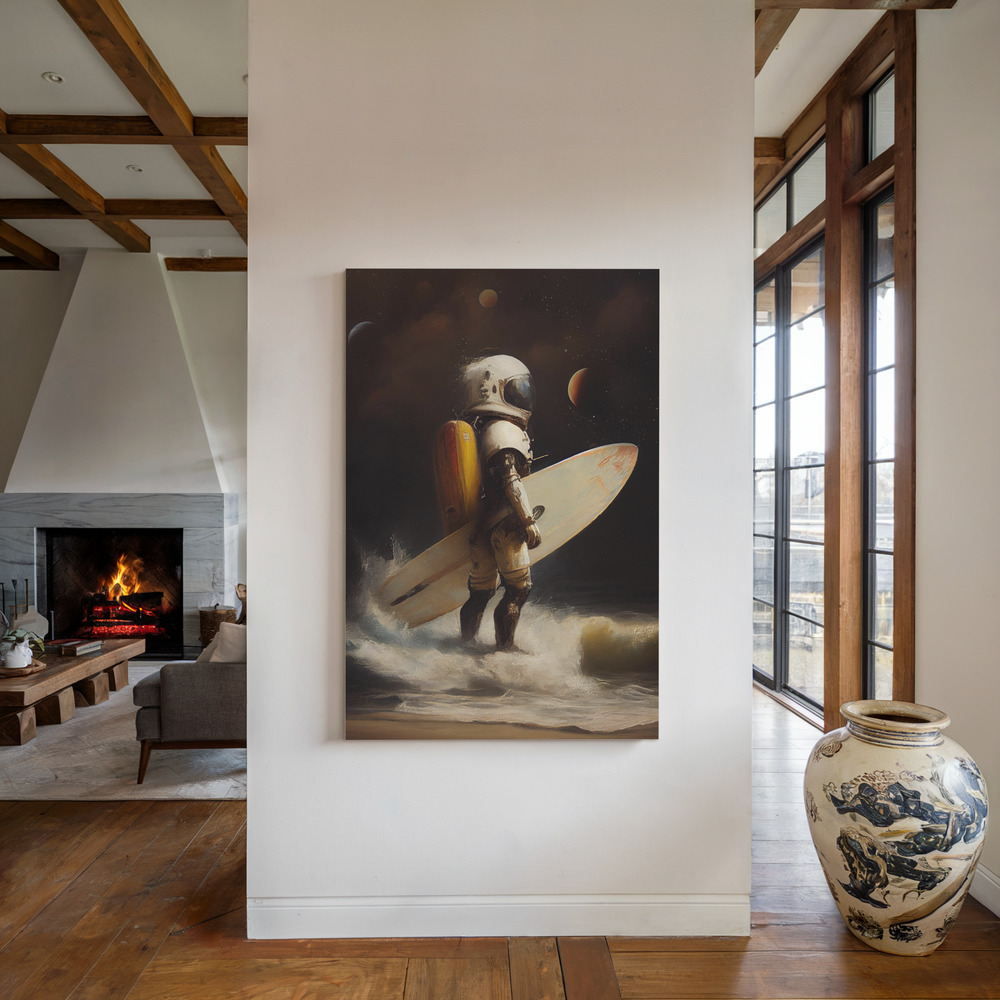 Canvas print - My Space Surfing Day by the fireplace