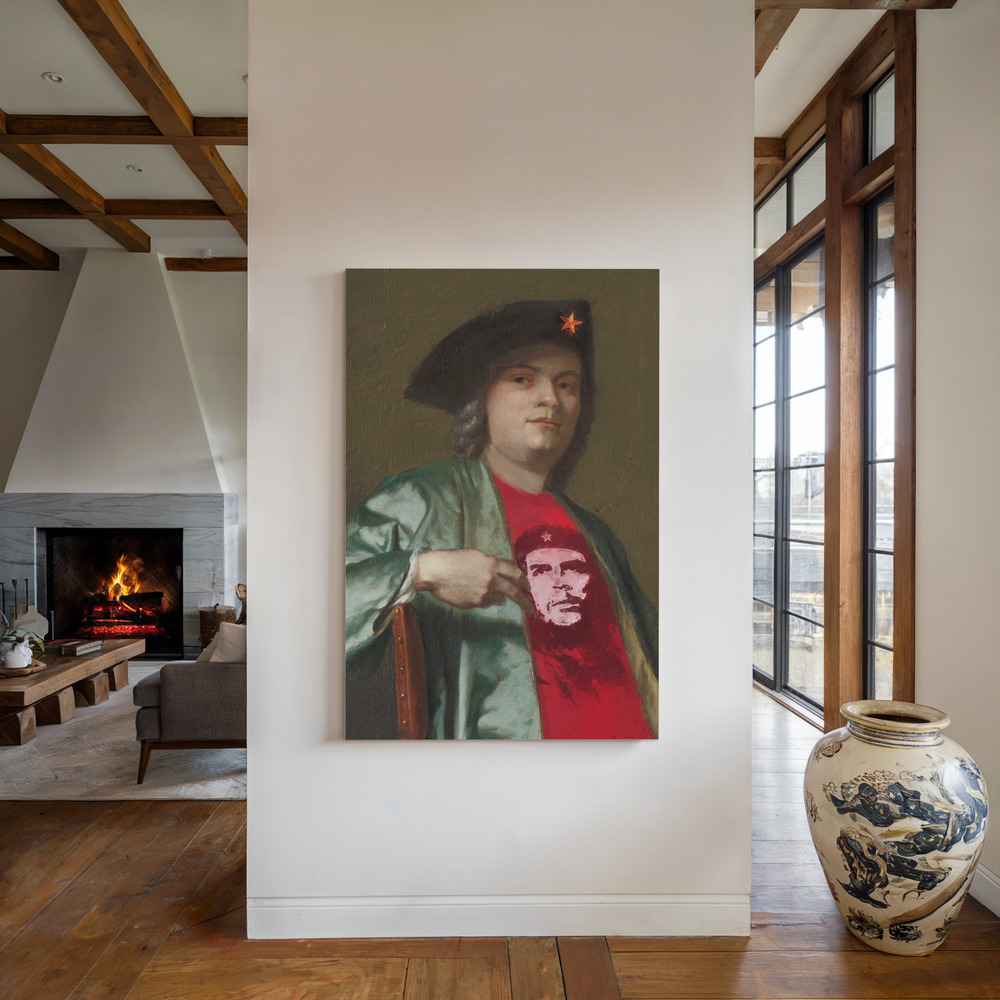 Canvas print - Old Revolutionary by the fireplace