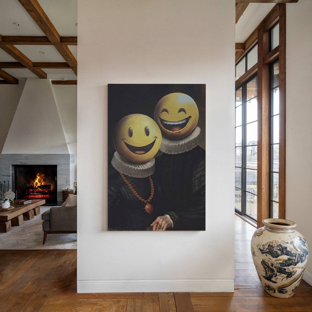 Stampe su tela - The Smilers accanto al camino