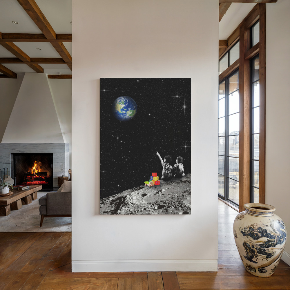 Canvas print - Together From the Moon by the fireplace