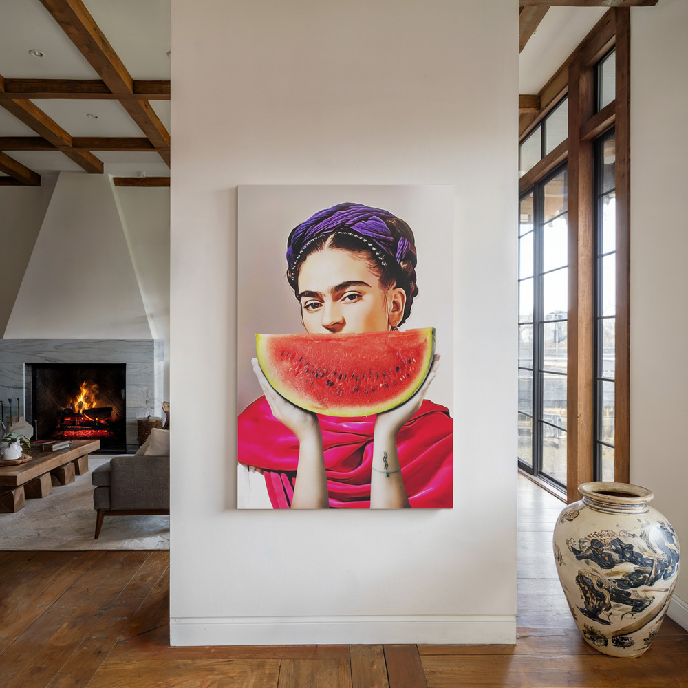 Canvas print - Watermelon Frida by the fireplace