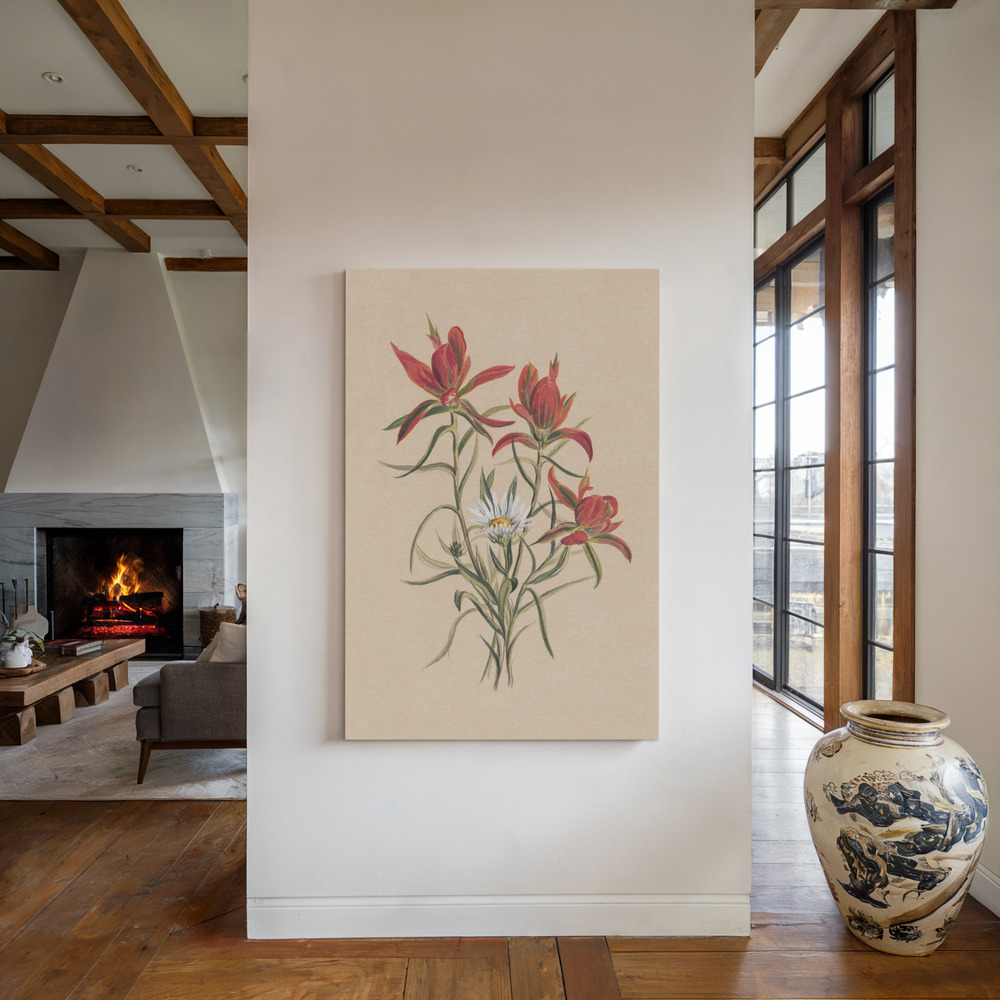 Stampe su tela - Indian Paintbrush (1883) accanto al camino