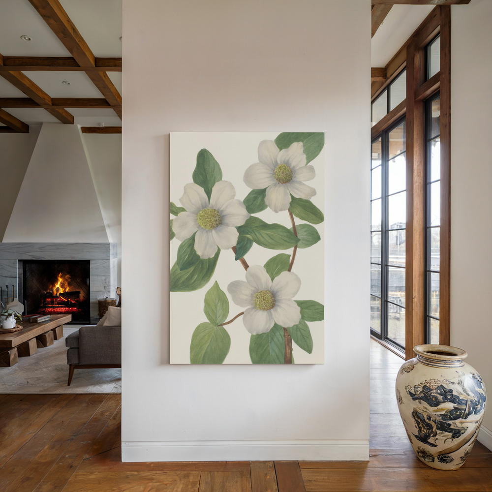 Canvas schilderi - Pacific Dogwood bij de open haard