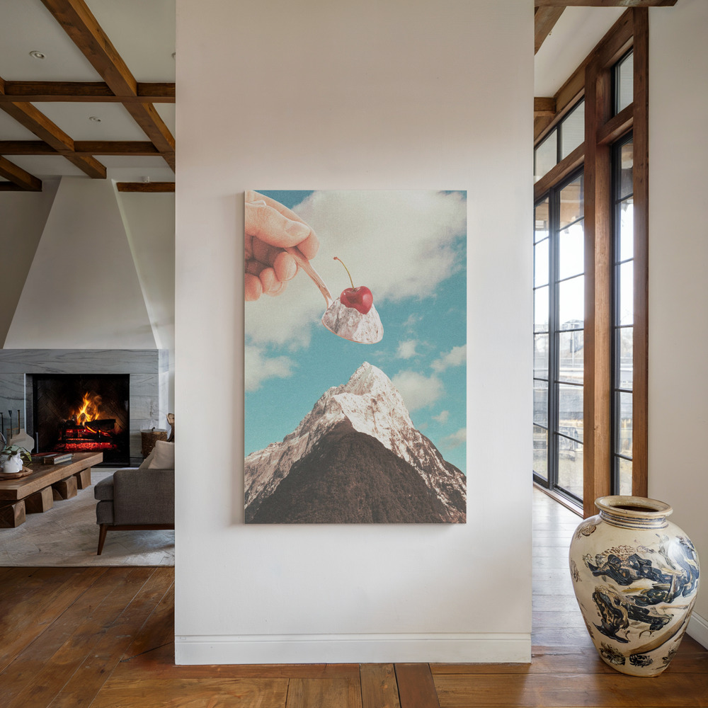 Canvas schilderi - Ice Cream Sundae Summit bij de open haard