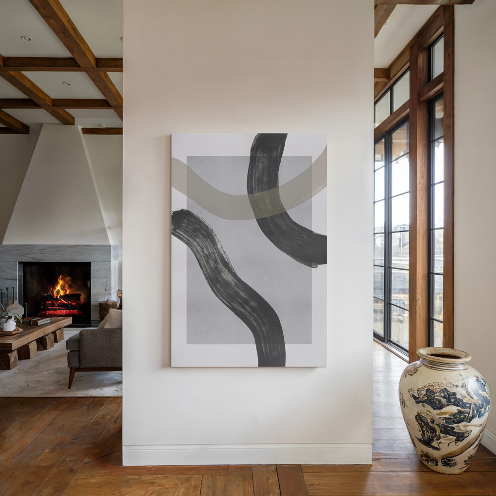 Lienzo - Lines and Shapes 2 junto a la chimenea