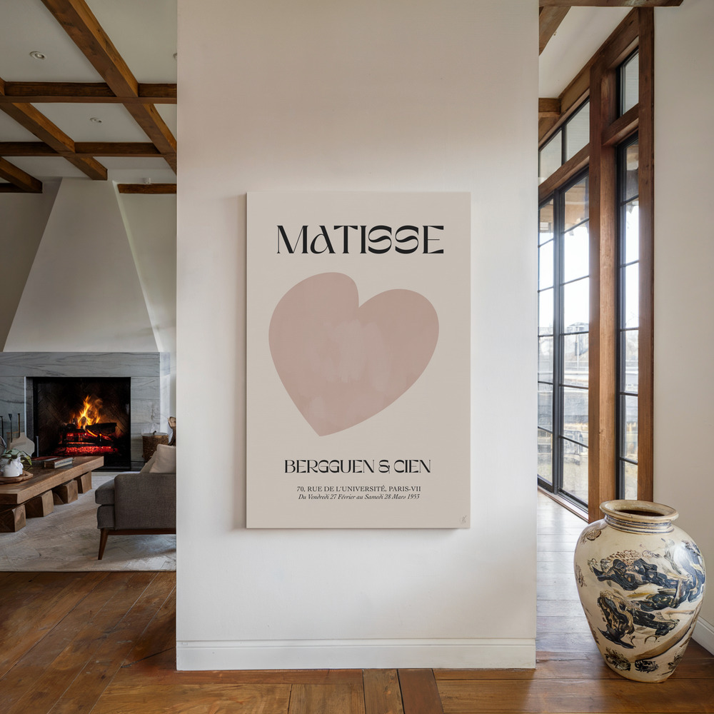 Canvas print - Beige Heart by the fireplace