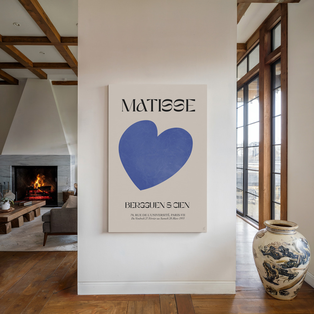 Canvas print - Blue Heart by the fireplace