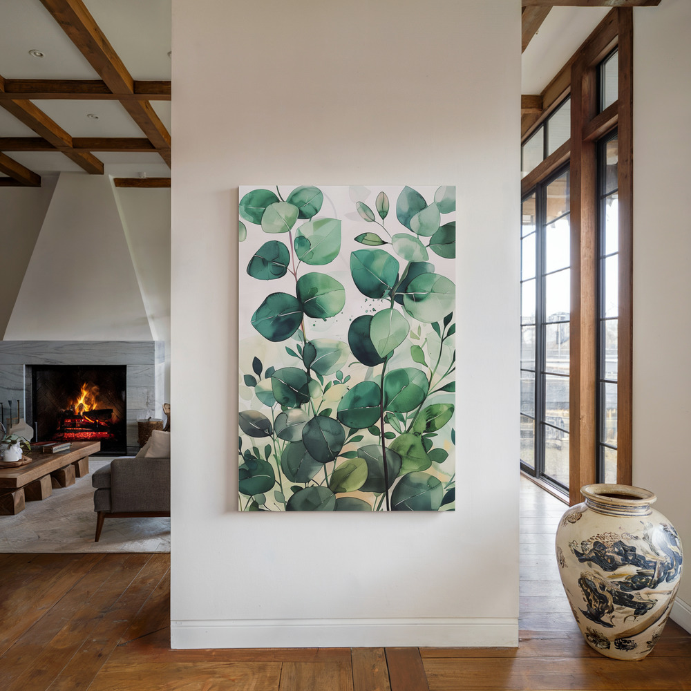 Canvas print - Nature Flowers and Leaves Watercolor Art (5) by the fireplace