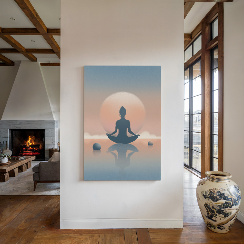 Canvas print - Sunset Thoughts by the fireplace