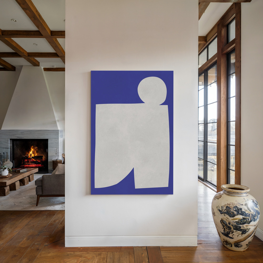 Canvas print - Blue and white art 2 by the fireplace