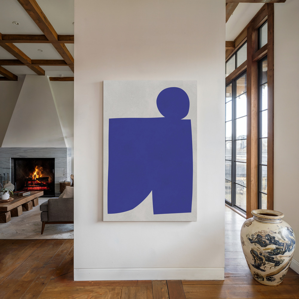 Canvas taulu - Blue and white art 1 takan ääressä