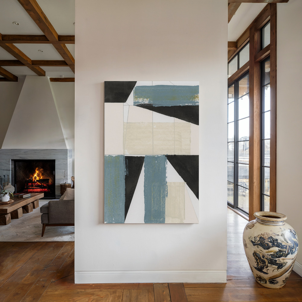Canvas print - Abstract Blue Shapes No2 Print by the fireplace