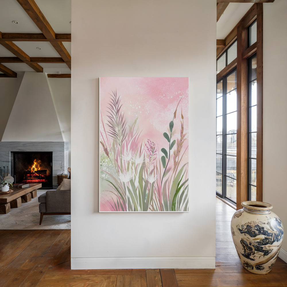 Canvas taulu - Pink and Green 32 takan ääressä