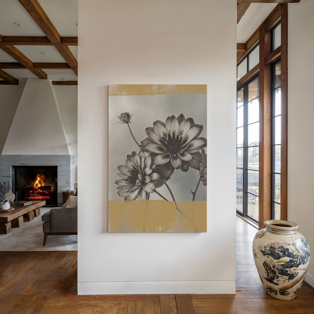 Canvas print - Vintage Flowers No.6 by the fireplace