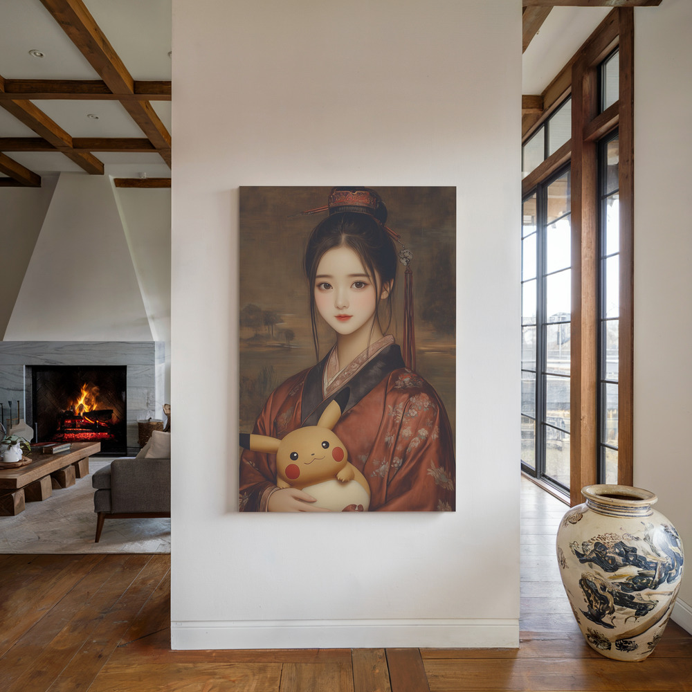 Canvas print - Otaku Muse1 by the fireplace
