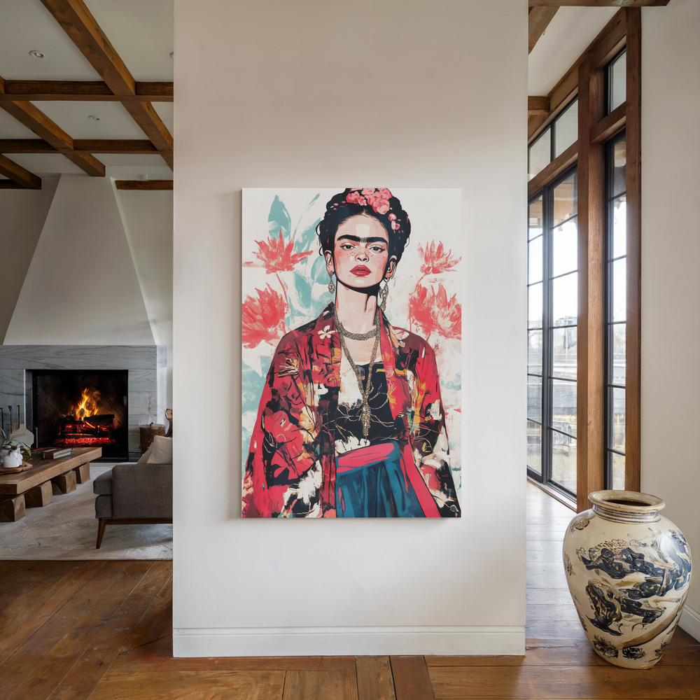 Canvas print - Autumn Frida by the fireplace