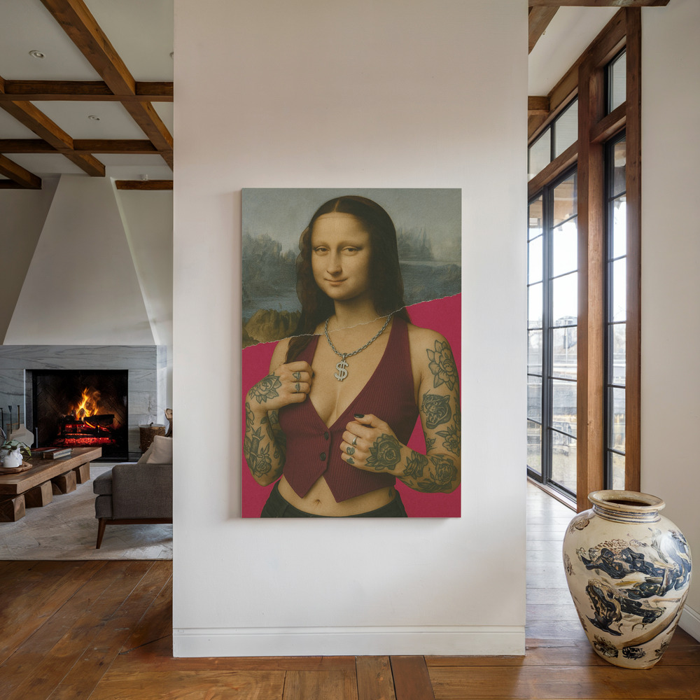 Canvas taulu - Modern Reinterpretation of the Mona Lisa takan ääressä