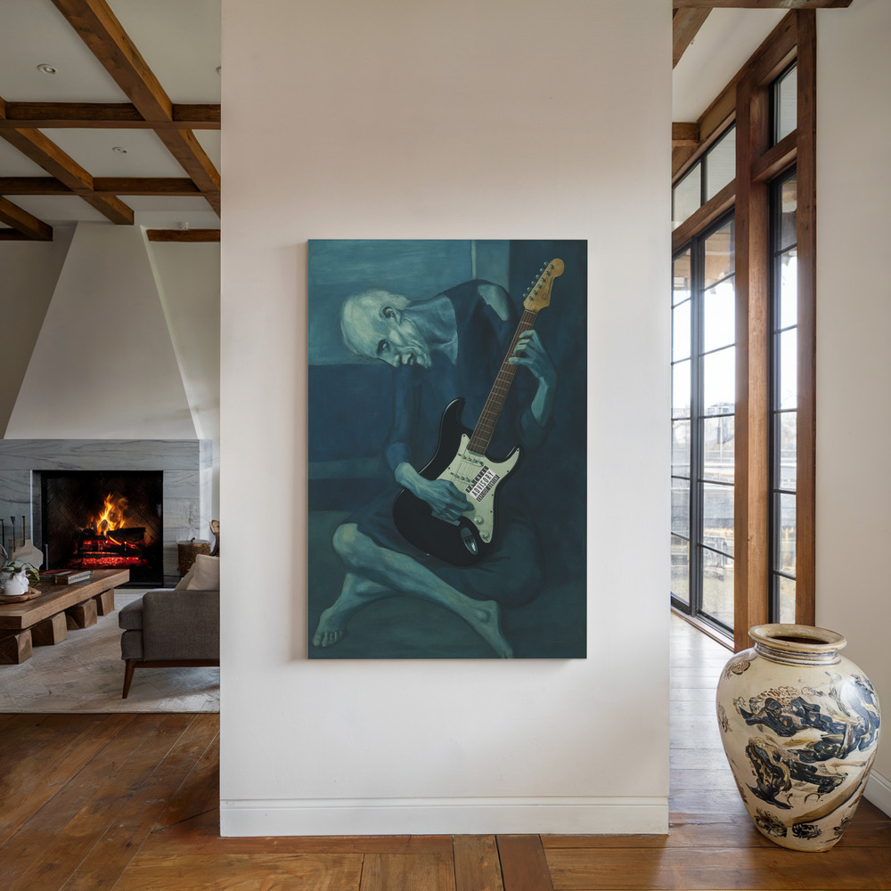 Canvas print - The Old Rocker by the fireplace