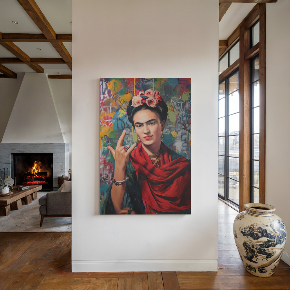 Leinwandbild - Frida Rocks am Kamin