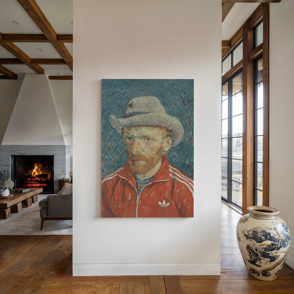Canvas print - Neo Vincent by the fireplace