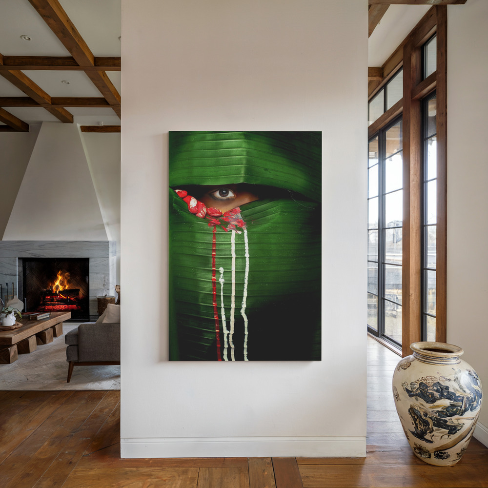 Canvas print - Mysterious Eye by the fireplace