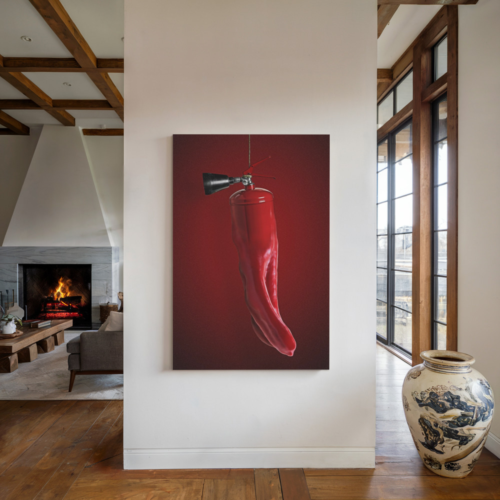 Canvas print - Unlikely #76 by the fireplace