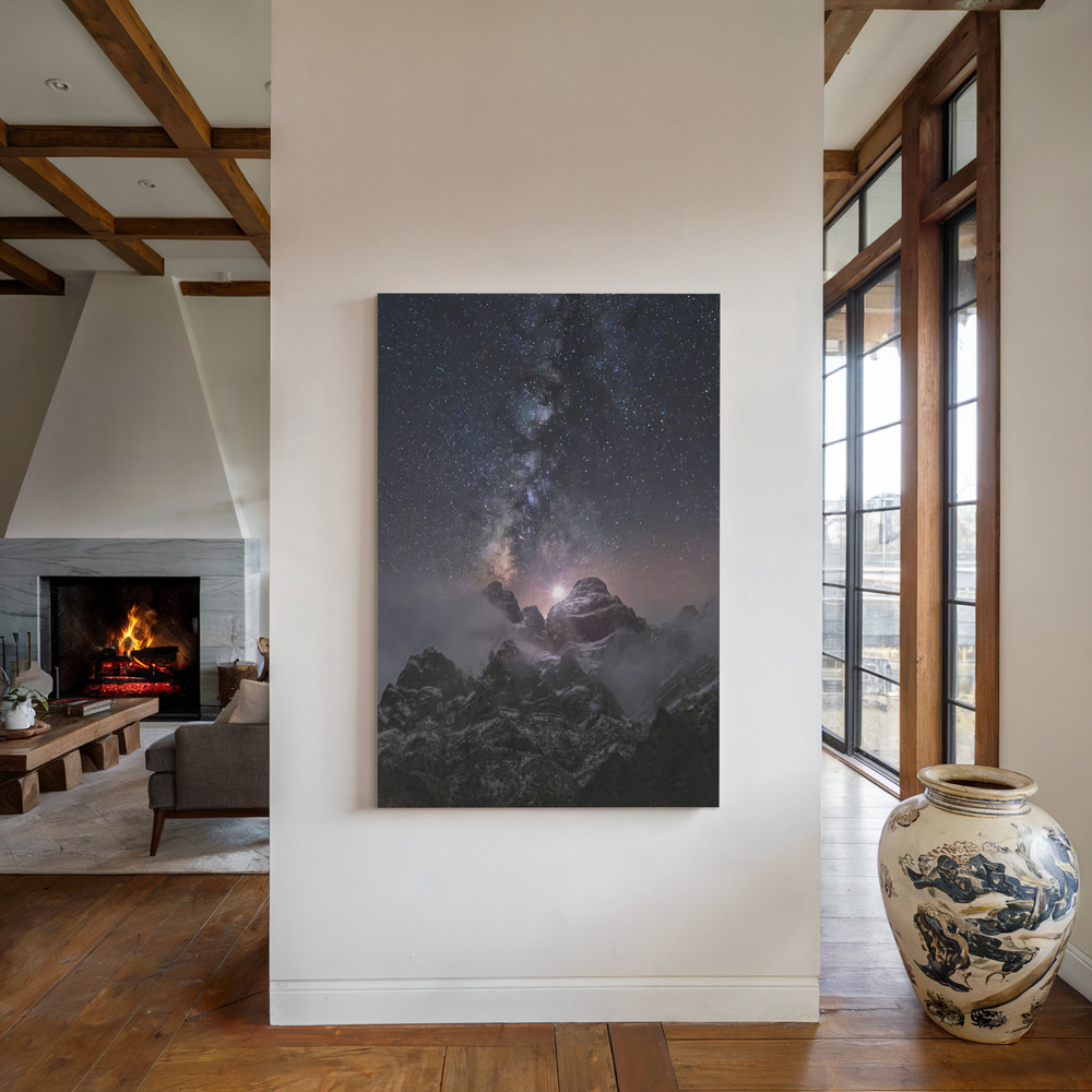Canvas schilderi - At the edge of the world bij de open haard