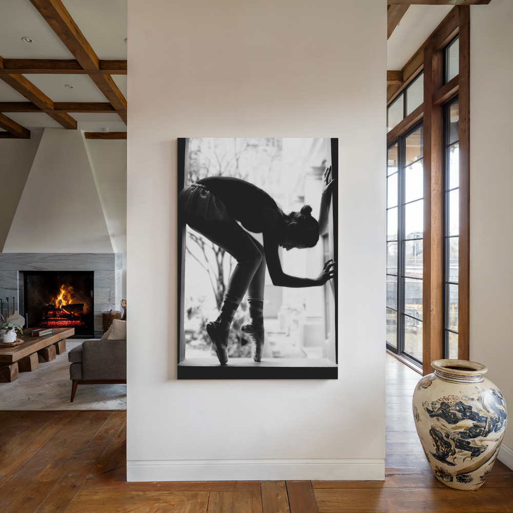 Canvas print - Lorn by the fireplace