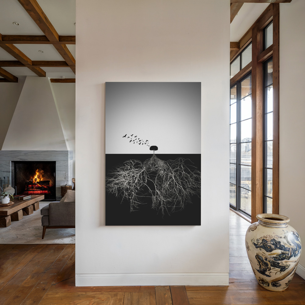 Canvas print - Do not judge according to appearance by the fireplace