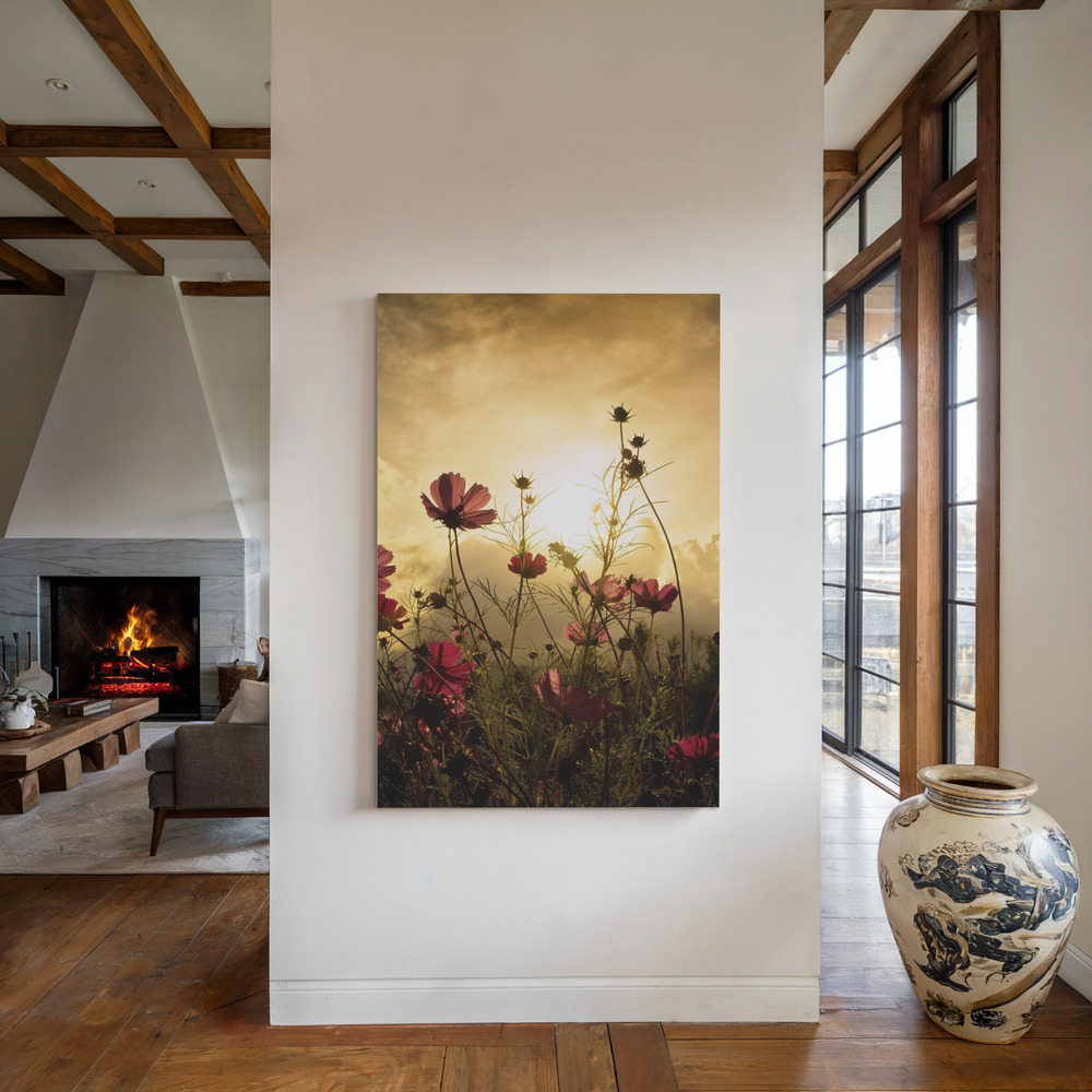 Canvas print - Watching the Sun by the fireplace