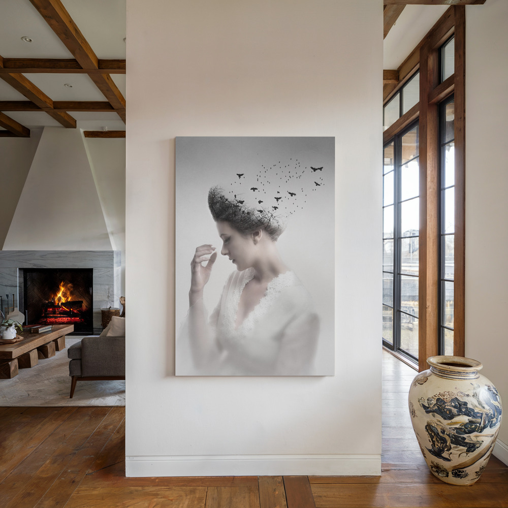 Leinwandbild - Give them life am Kamin