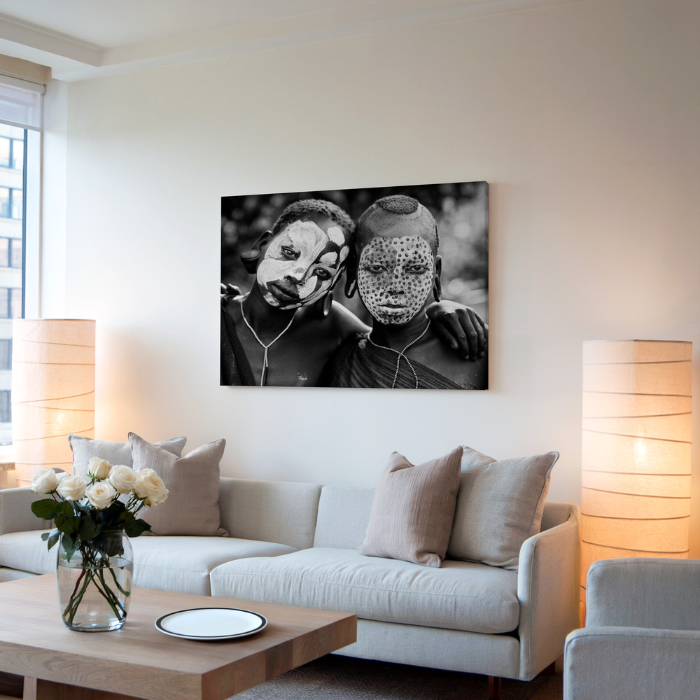 Obraz na płótnie - Painted faces w salonie