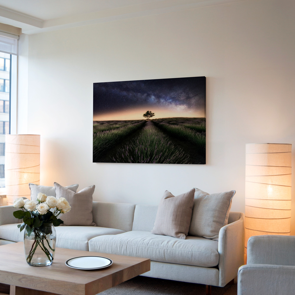 Canvas schilderi - Lavender way in de woonkamer