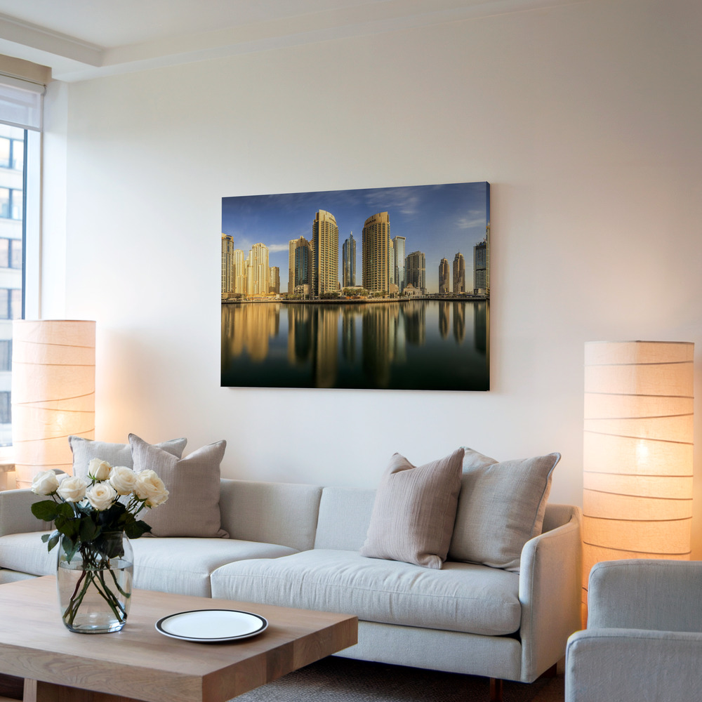 Canvas print - Panoramic Dubai Marina in living room