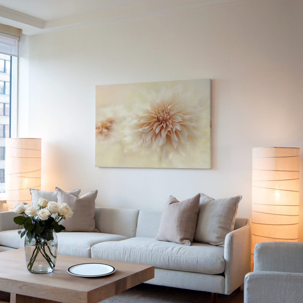 Leinwandbild - Cafe 'Au lait' Dahlia im Wohnzimmer