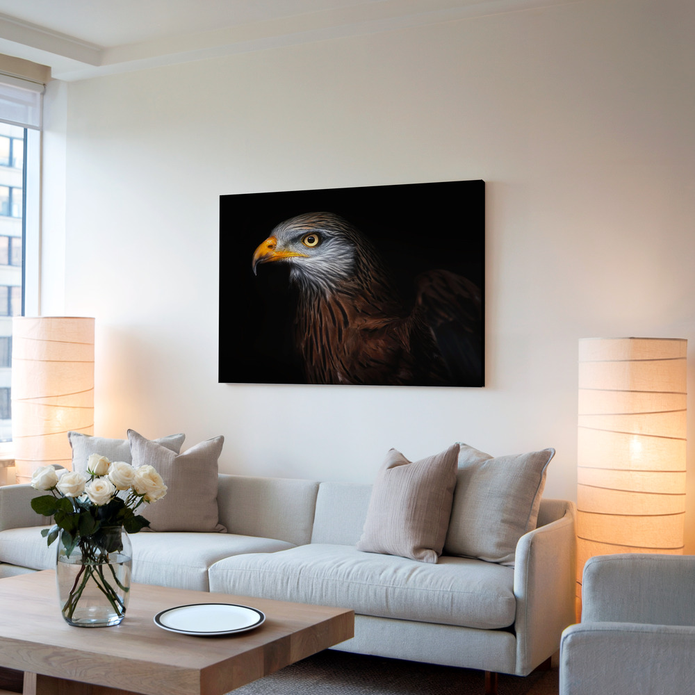Canvas print - Red kite portrait II in living room