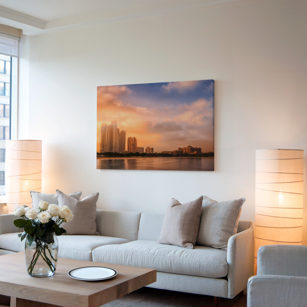 Toile - Etihad Towers & Emirates Palace, Abu Dhabi, UAE dans le salon