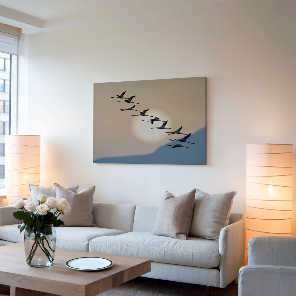 Toile - Flamingos at sunrise dans le salon