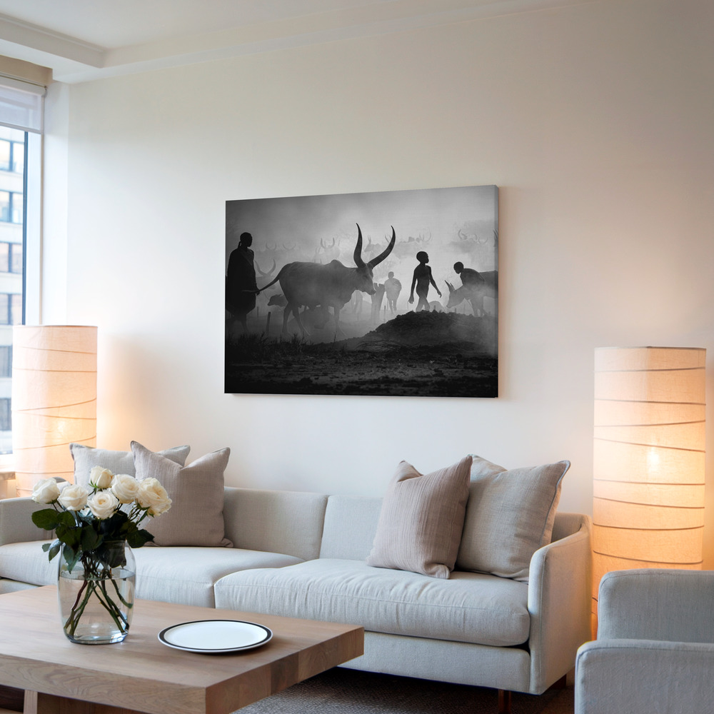 Canvas schilderi - Mundari cattle camp in de woonkamer