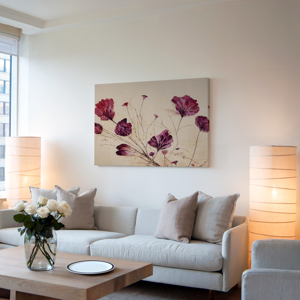 Leinwandbild - Purple Flowers im Wohnzimmer