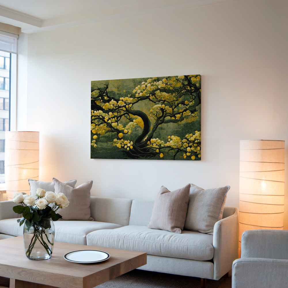 Leinwandbild - Sakura Tree im Wohnzimmer