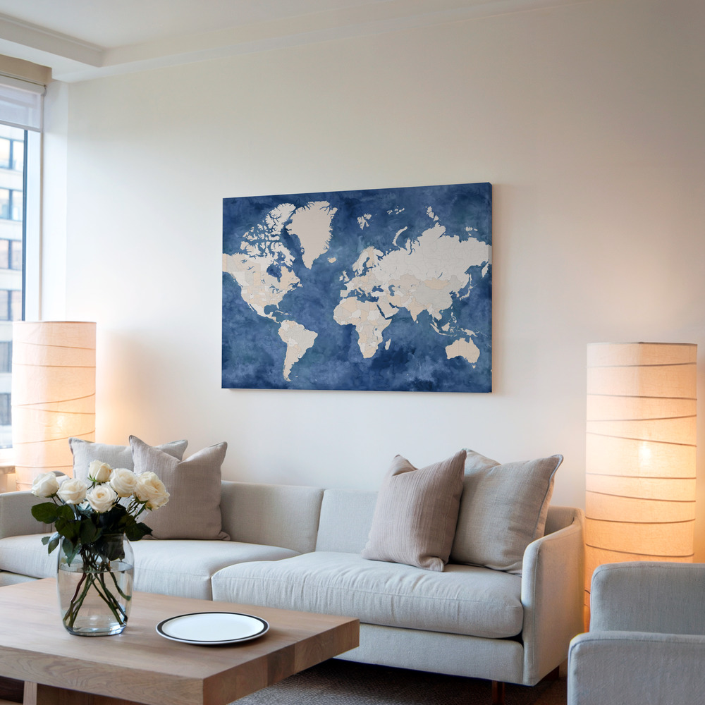 Canvas taulu - Hudson world map olohuoneessa